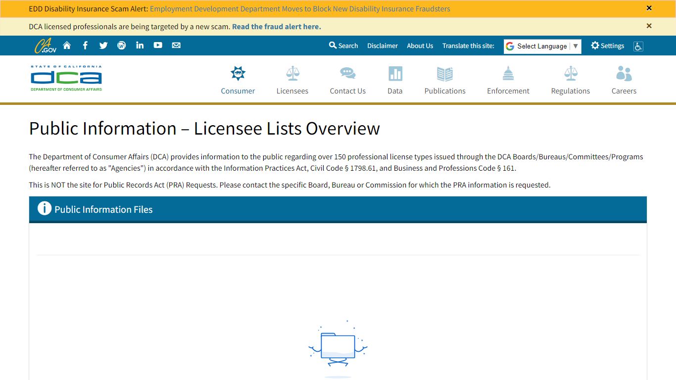 Public Information - Licensee Lists Overview - California Department of ...